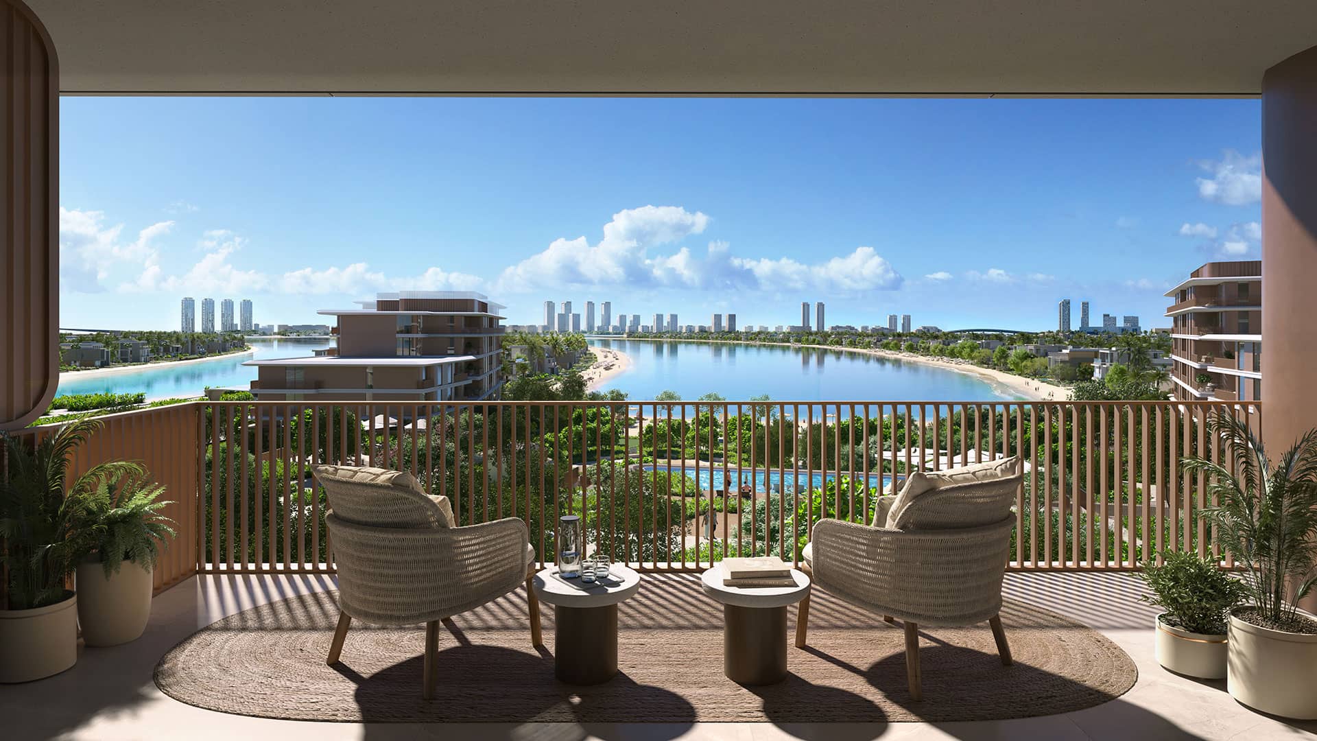Palm Central interior living space with sea views