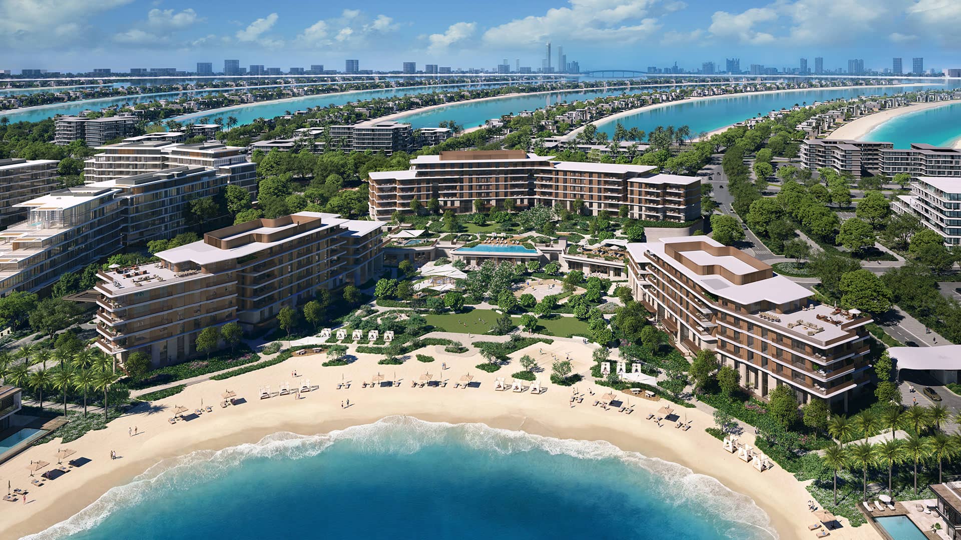 Aerial view of Palm Central Private Residences on Palm Jebel Ali